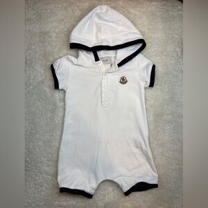 ✨Moncler✨ Baby White Romper with Black Accents 3m